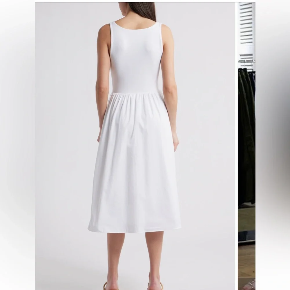 SPANX NEW Spanxsmooth jersey mixed media midi dress - Picture 2 of 9